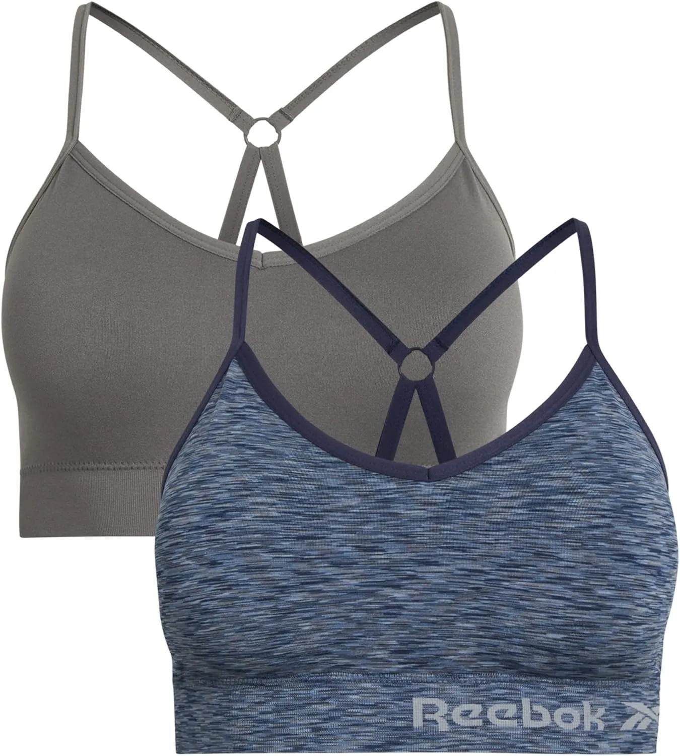 Reebok Women's Lightweight Soft Stretch Performance Cami Seamless Bralette, 2 Pack