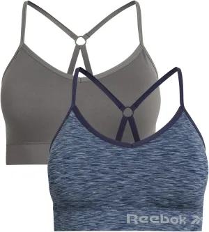 Reebok Women's Lightweight Soft Stretch Performance Cami Seamless Bralette, 2 Pack