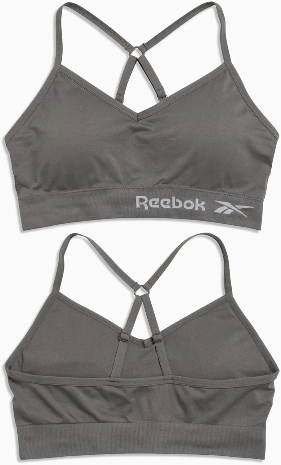 Reebok Women's Lightweight Soft Stretch Performance Cami Seamless Bralette, 2 Pack