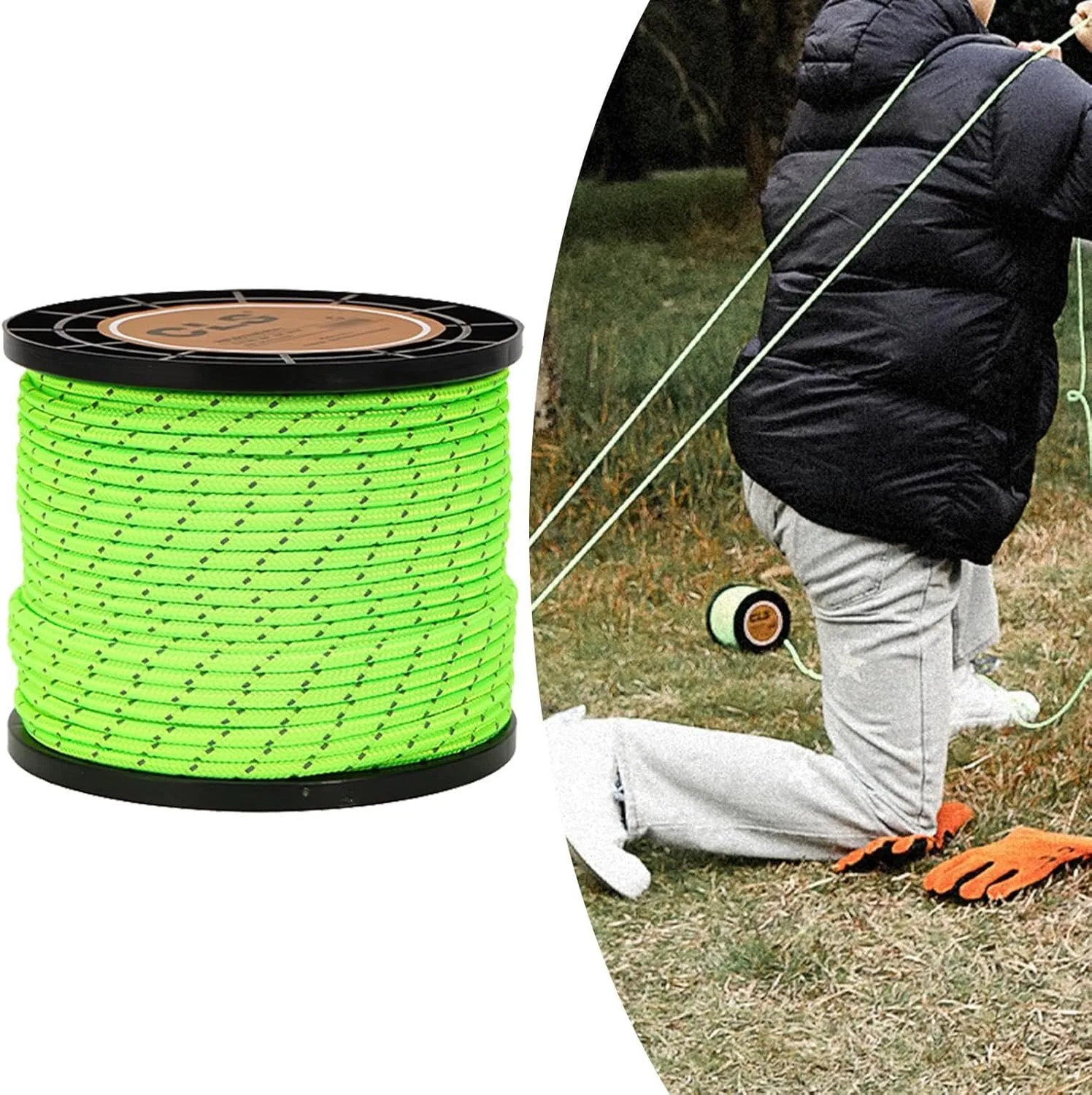 Reflective Cord Tent guyline Rope Camp Rope High Strength Paracord 50M 4mm for Outdoor Activities Backpacking Canopy Shelter