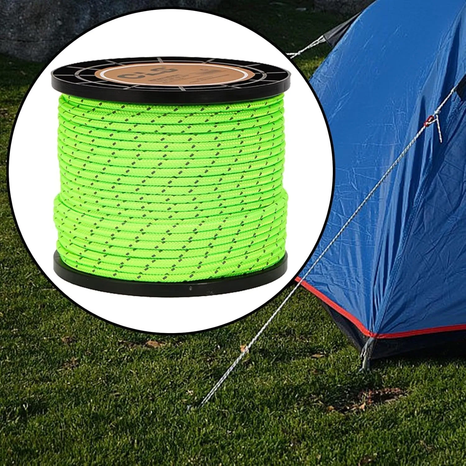 Reflective Cord Tent guyline Rope Camp Rope High Strength Paracord 50M 4mm for Outdoor Activities Backpacking Canopy Shelter