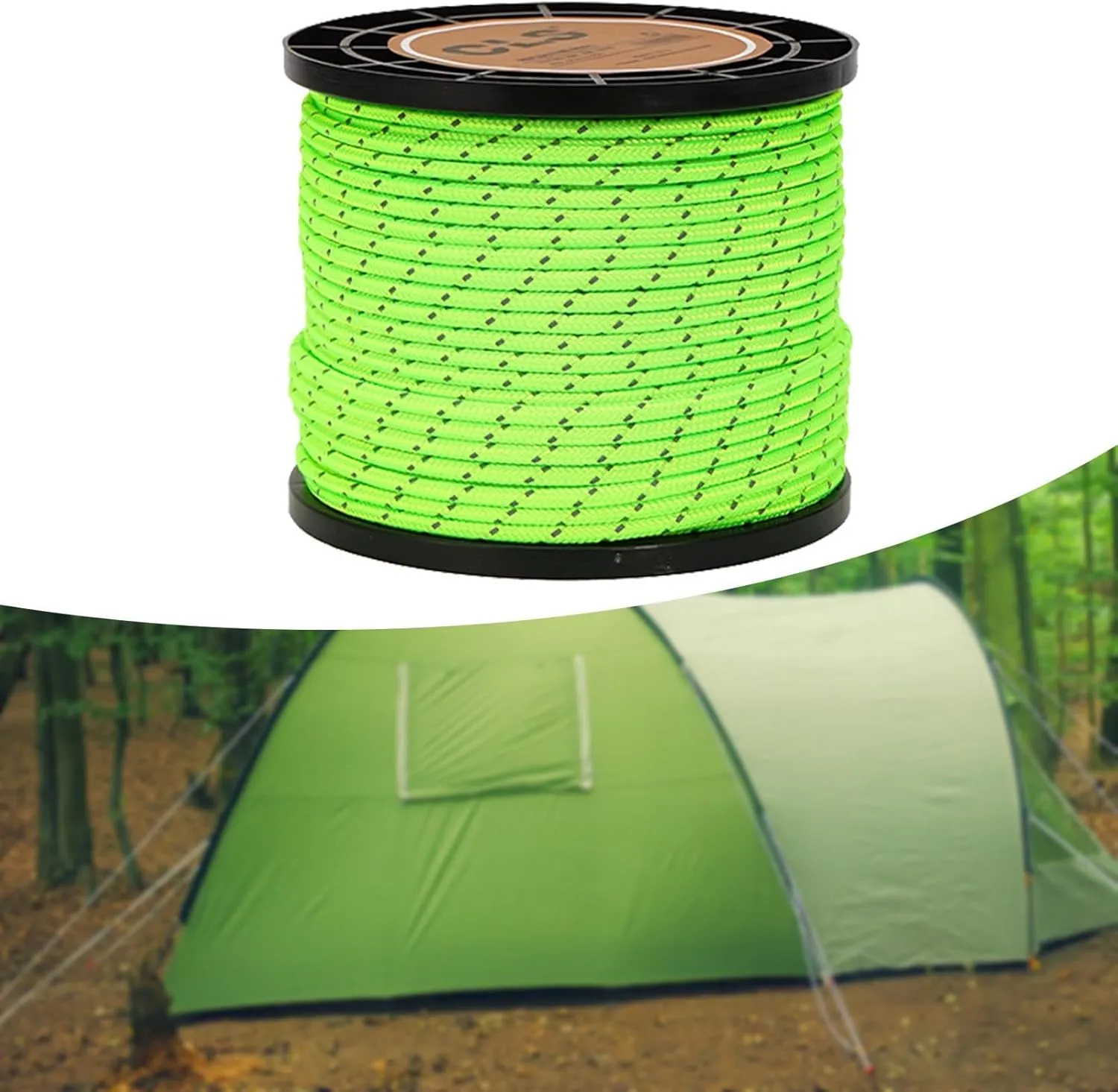 Reflective Cord Tent guyline Rope Camp Rope High Strength Paracord 50M 4mm for Outdoor Activities Backpacking Canopy Shelter