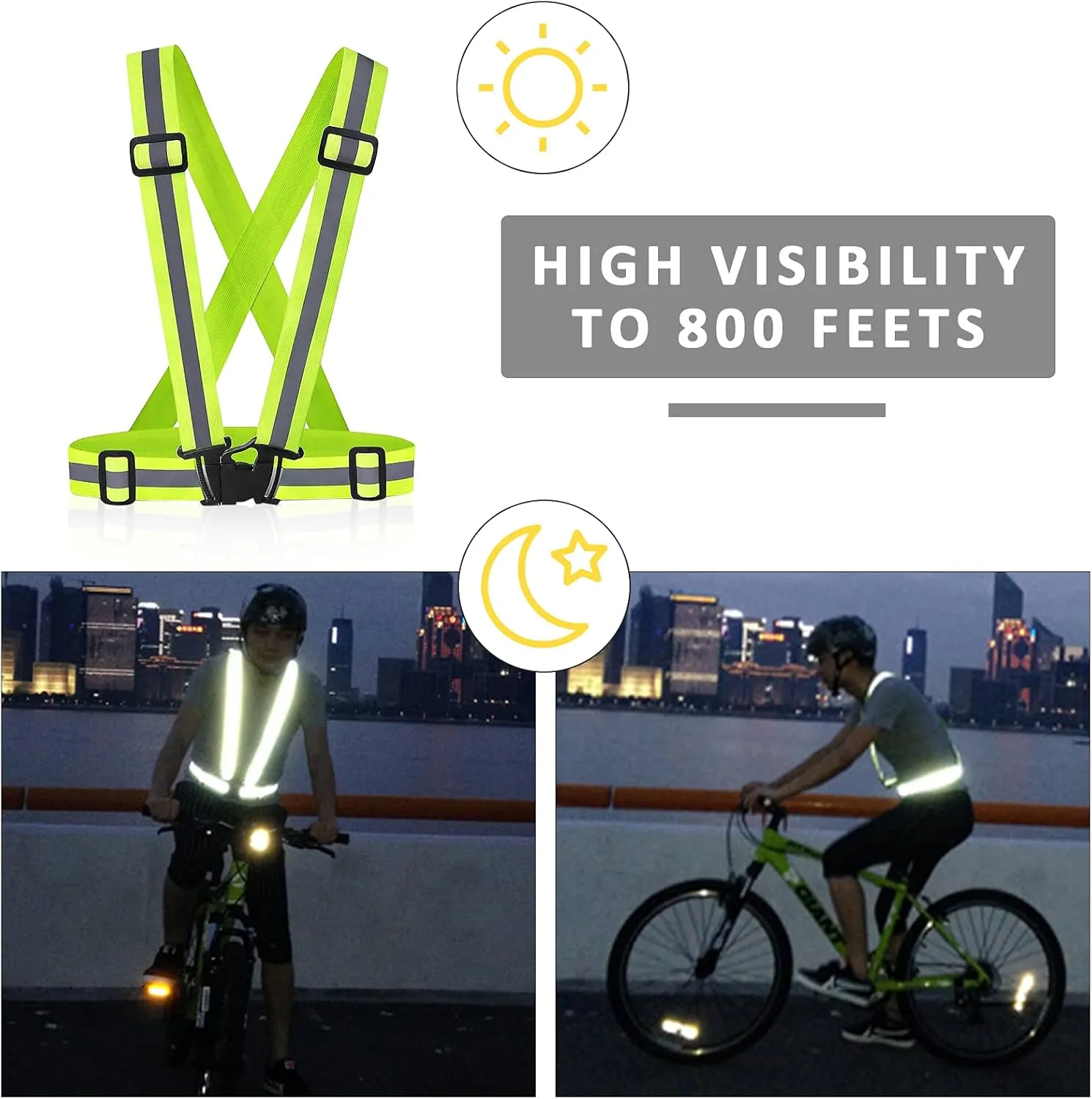 Reflective Vest - Running Vest Reflector, Reflective Running Vest with Safety Straps, High Visibility Reflector