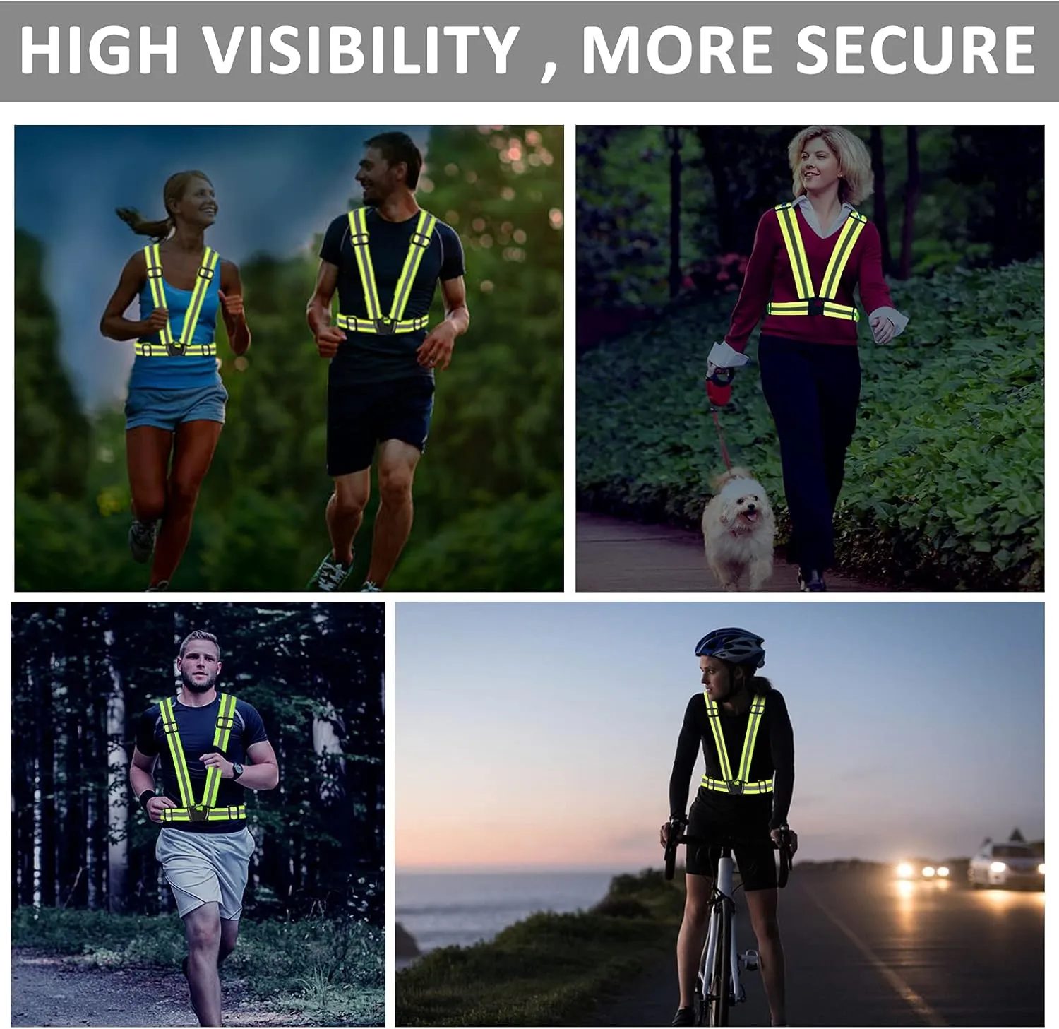 Reflective Vest - Running Vest Reflector, Reflective Running Vest with Safety Straps, High Visibility Reflector