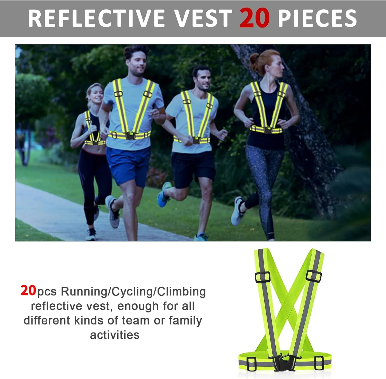 Reflective Vest - Running Vest Reflector, Reflective Running Vest with Safety Straps, High Visibility Reflector