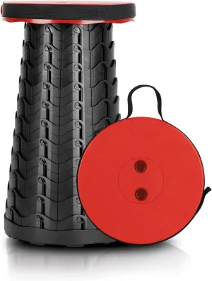 Retractable Folding Stools, Portable Camping Stool, Collapsible Stool Lightweight Yet More Sturdy for Fishing,Hiking Tours,BBQ,Parties,Outdoor Activities, Max Load 400lbs (Red)
