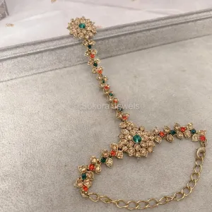 Rezwana Hand Harness -Orange   Green