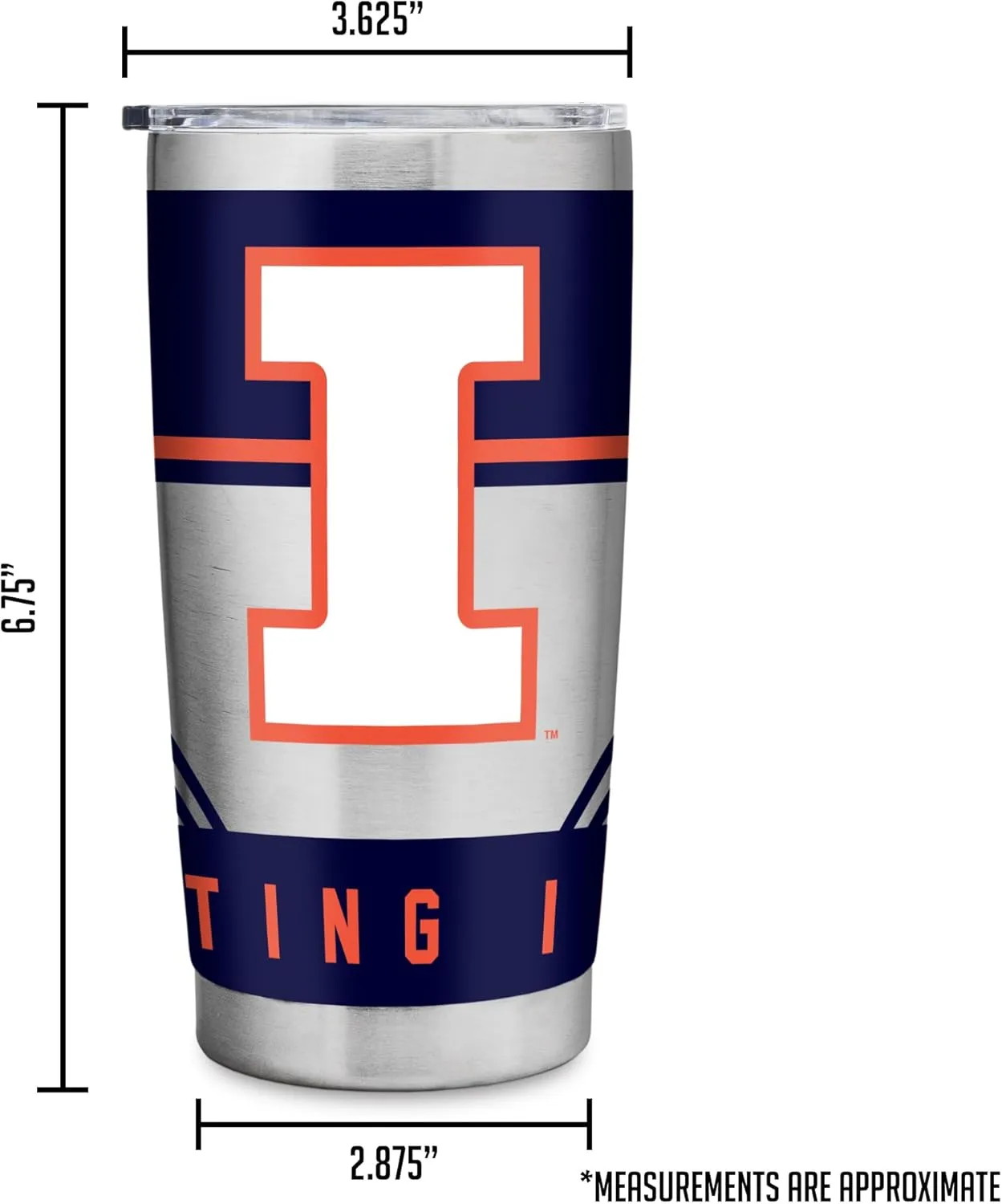 Rico Industries NCAA 20oz Stainless Steel Tumbler with Lid - Great For Coffee, Tea, Water or Cocktails