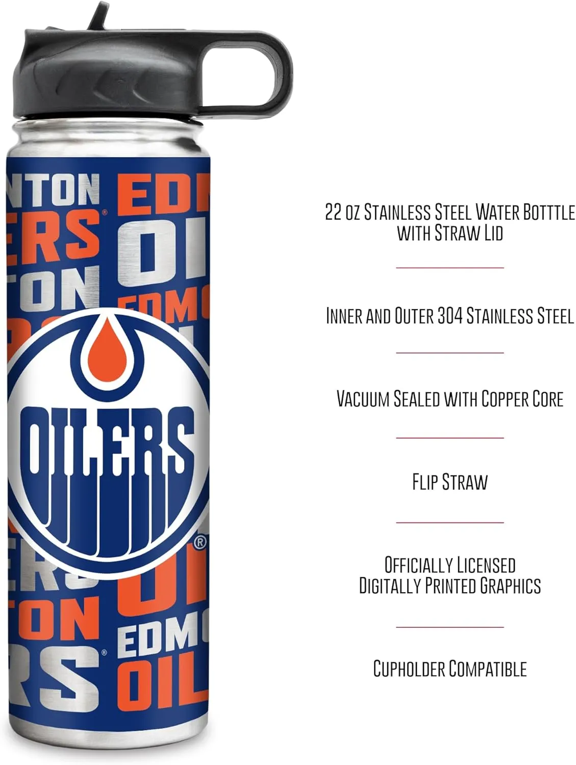 Rico Industries NHL Hockey Stainless Steel Tumbler with Lid - Great For Coffee, Tea, Water or Cocktails