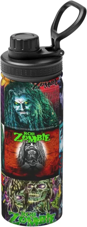 Rob Musics Zombie Sports Water Bottle 18oz Stainless Insulated Water Bottles Leak Proof Hot and Cold Flask Travel Cup for Hiking & Biking