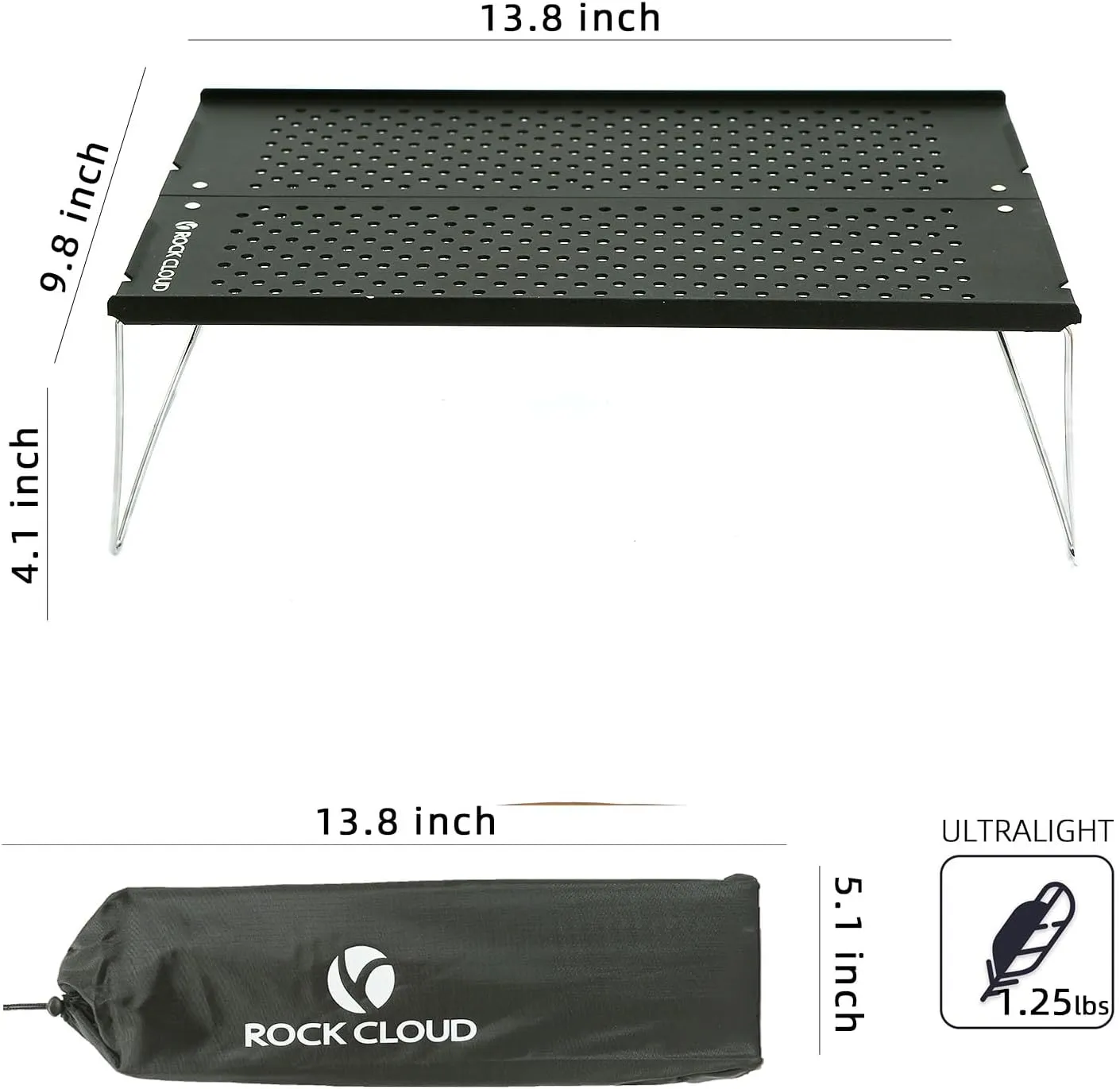 ROCK CLOUD Mini Compact Camping Table Ultralight Folding Table for Backpacking Camp Hiking Beach Picnic BBQ