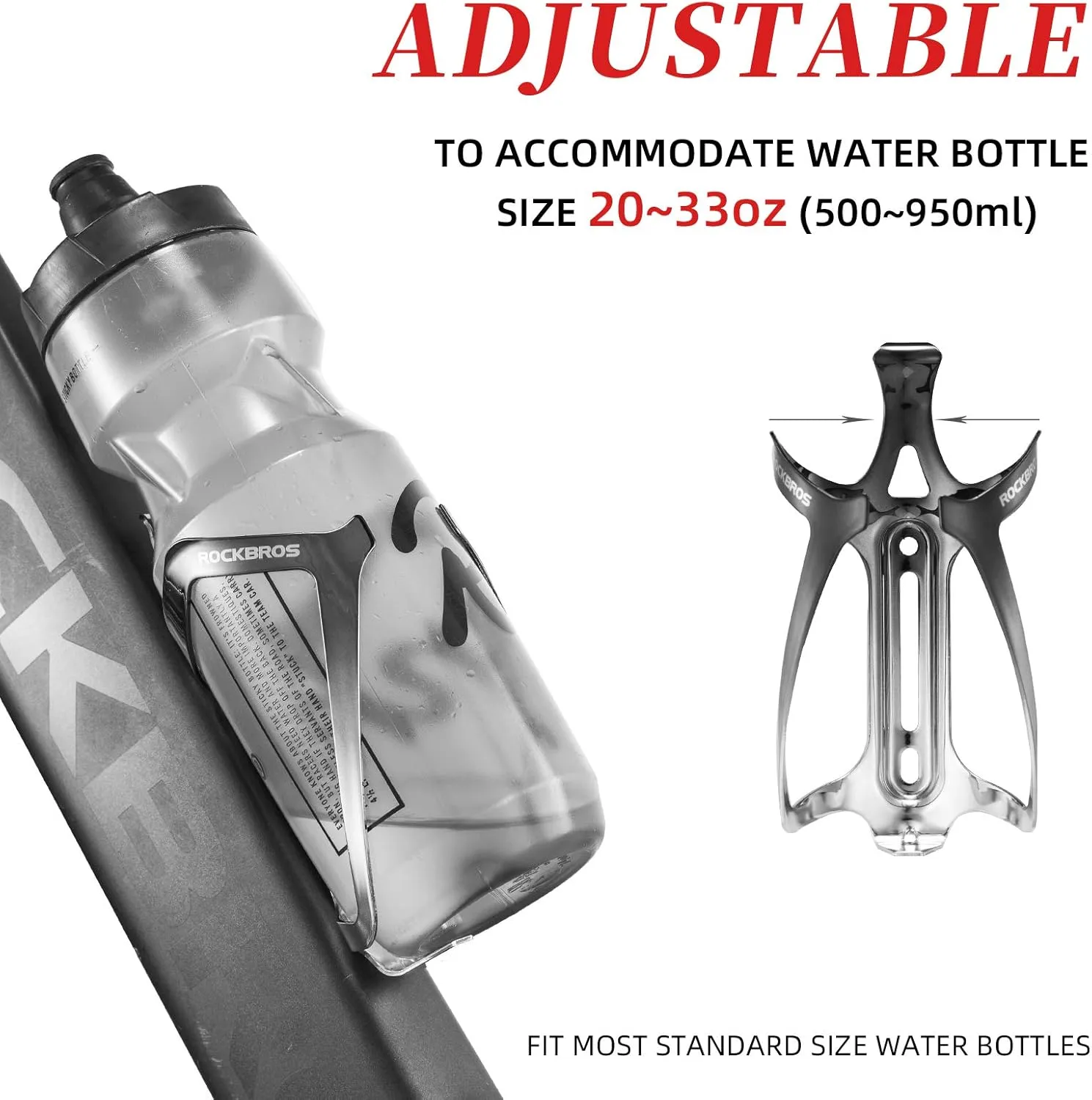 ROCKBROS Durable Aluminum Water Bottle Holder Bike Bottle Holder with Electroplating & Integrated Molding - Lightweight for Bicycle MTB, Road/Mountain Bikes