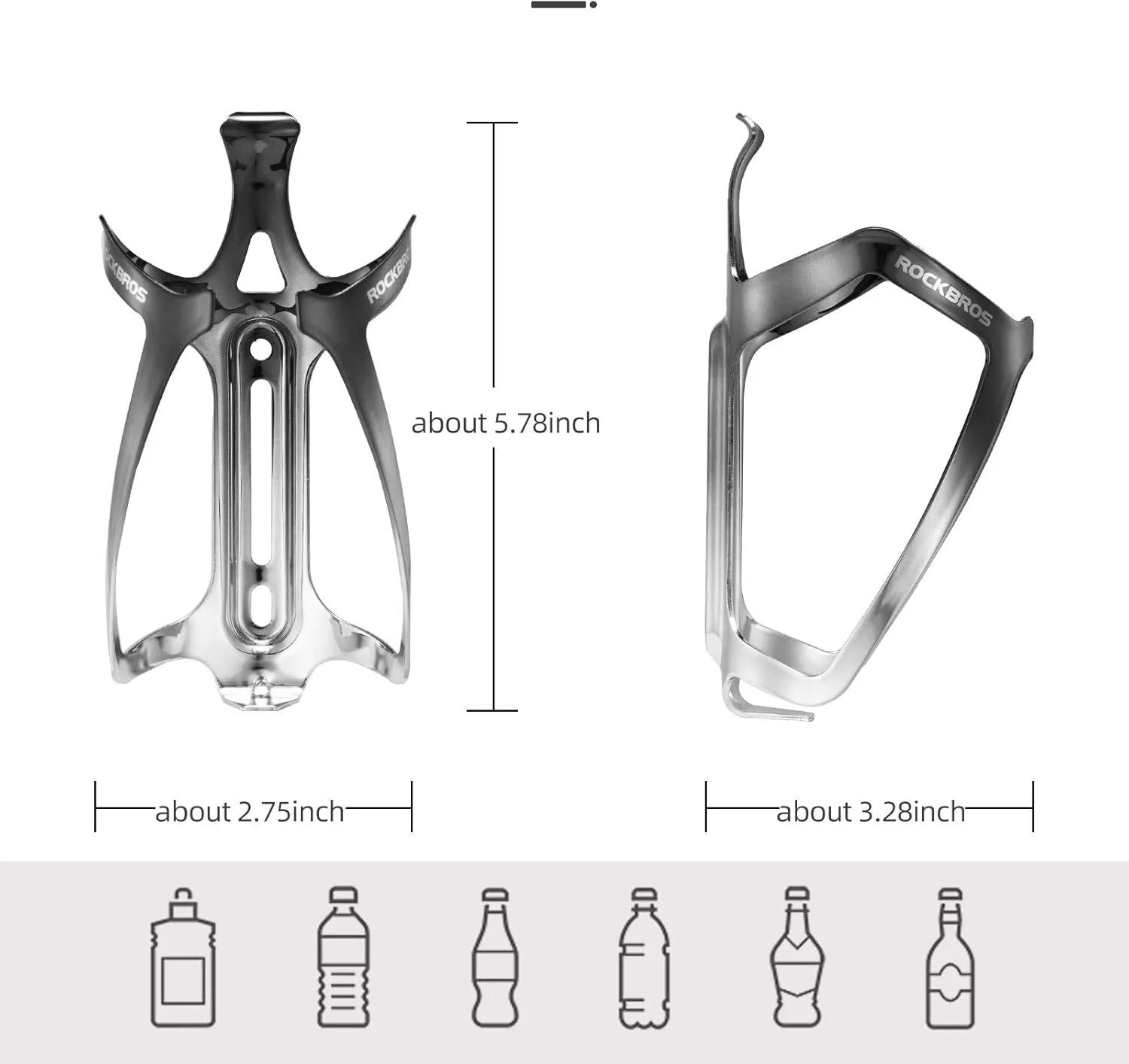 ROCKBROS Durable Aluminum Water Bottle Holder Bike Bottle Holder with Electroplating & Integrated Molding - Lightweight for Bicycle MTB, Road/Mountain Bikes