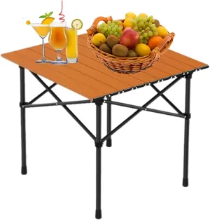 Roll-Up Camping Table, Lightweight Aluminum Folding Table with Carrying Bag, Compact Design for Camping, Backpacking, Picnic, and Patio Use with Carrying Bag