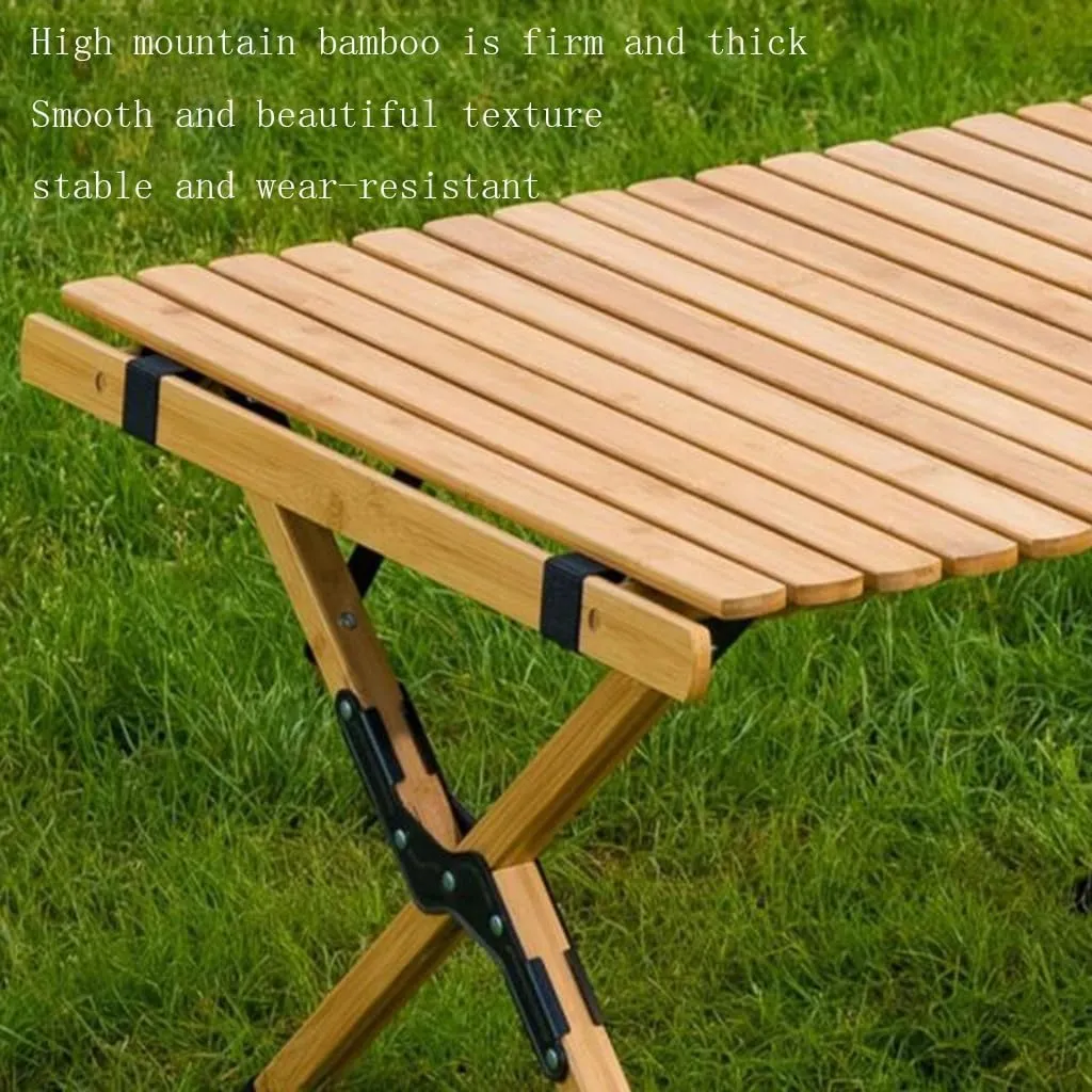 Roll-Up Table with Carrying Bag Lightweight Stable Folding Table Ideal for Camping Beach Parties and More