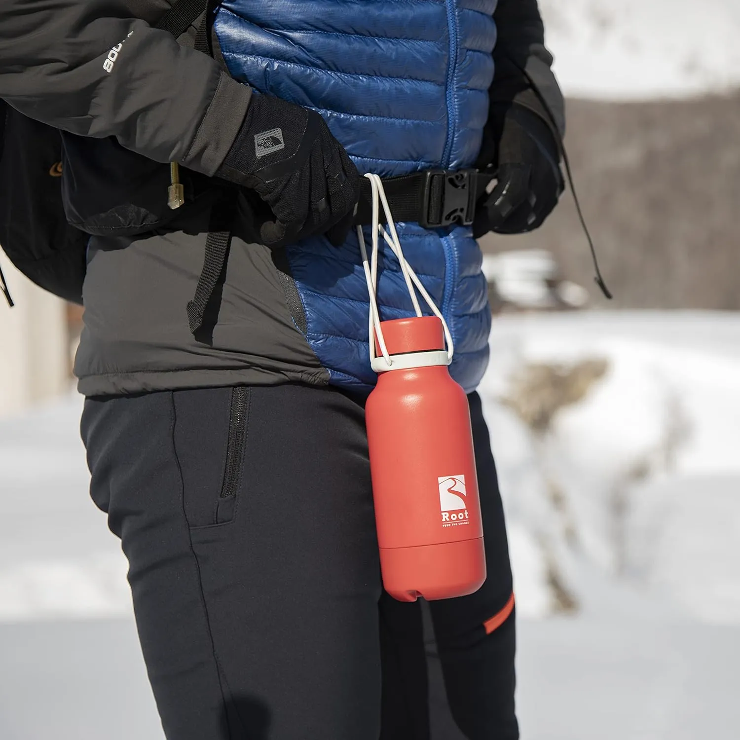 Root FTC Bottle Thermal Flask Stainless Steel Double Wall, Anti Drop Cap, Shockproof Bottom, Bungee Cords, 530 ml, 700 ml and 940 ml - Hot (20h) / Cold (24h)
