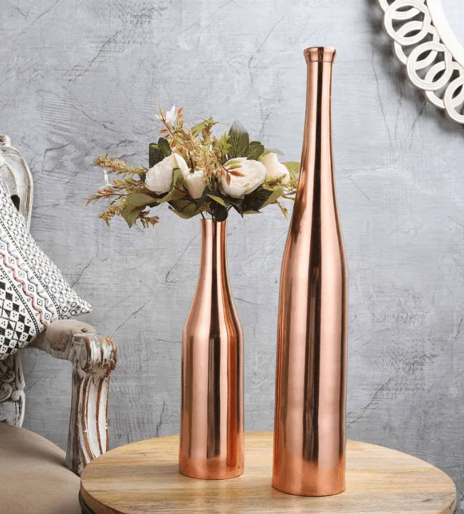 Rose gold Champagne large Bottle Vase Decor de Maison,