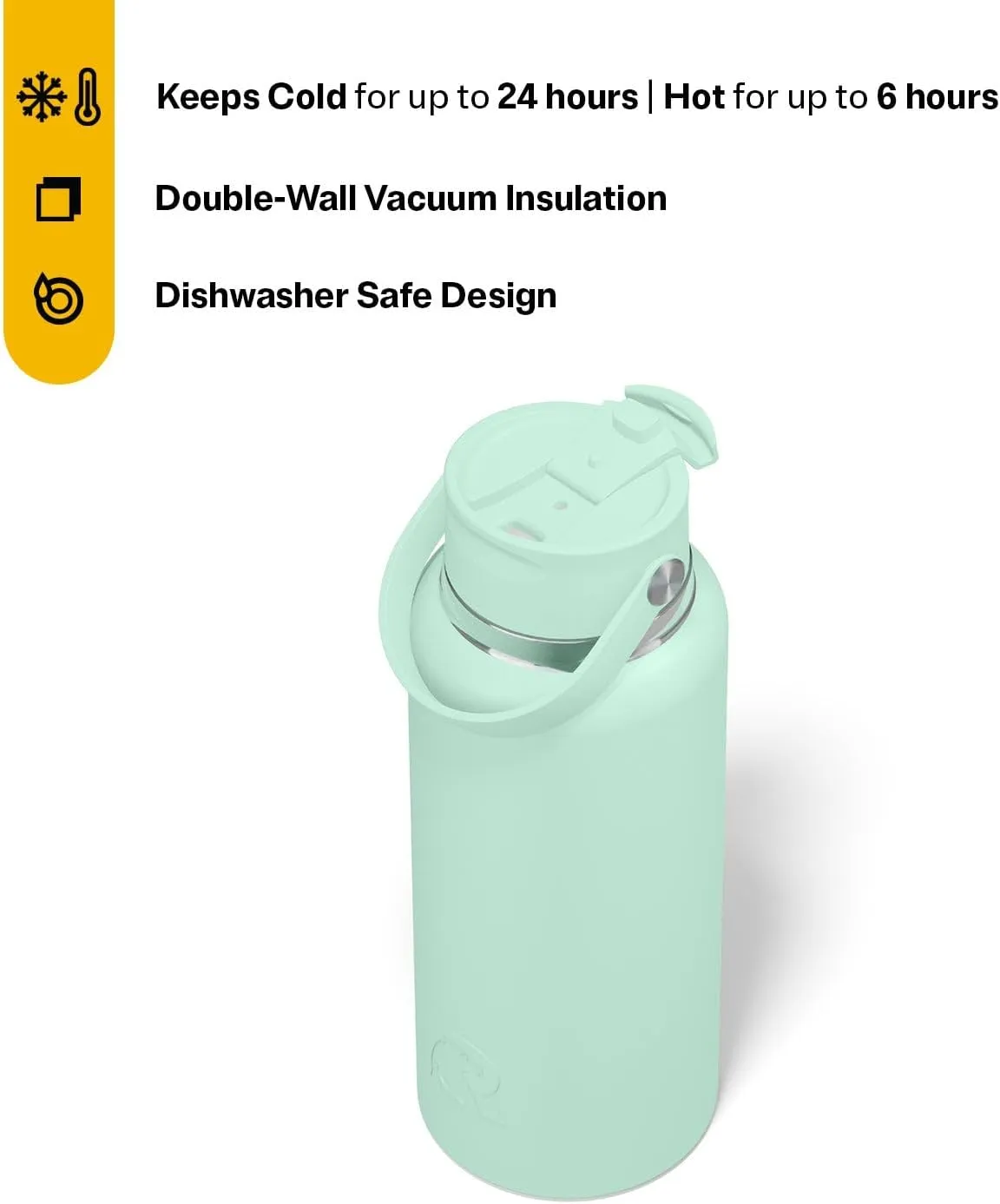 RTIC 32oz Outback Bottle, Insulated, Stainless Steel, Metal, Double Wall Vacuum-Insulation, Ceramic Lined, Leak-Proof Lid, BPA-Free Water Flask for Hiking, Running, Sports, Outdoor, Fresh Mint