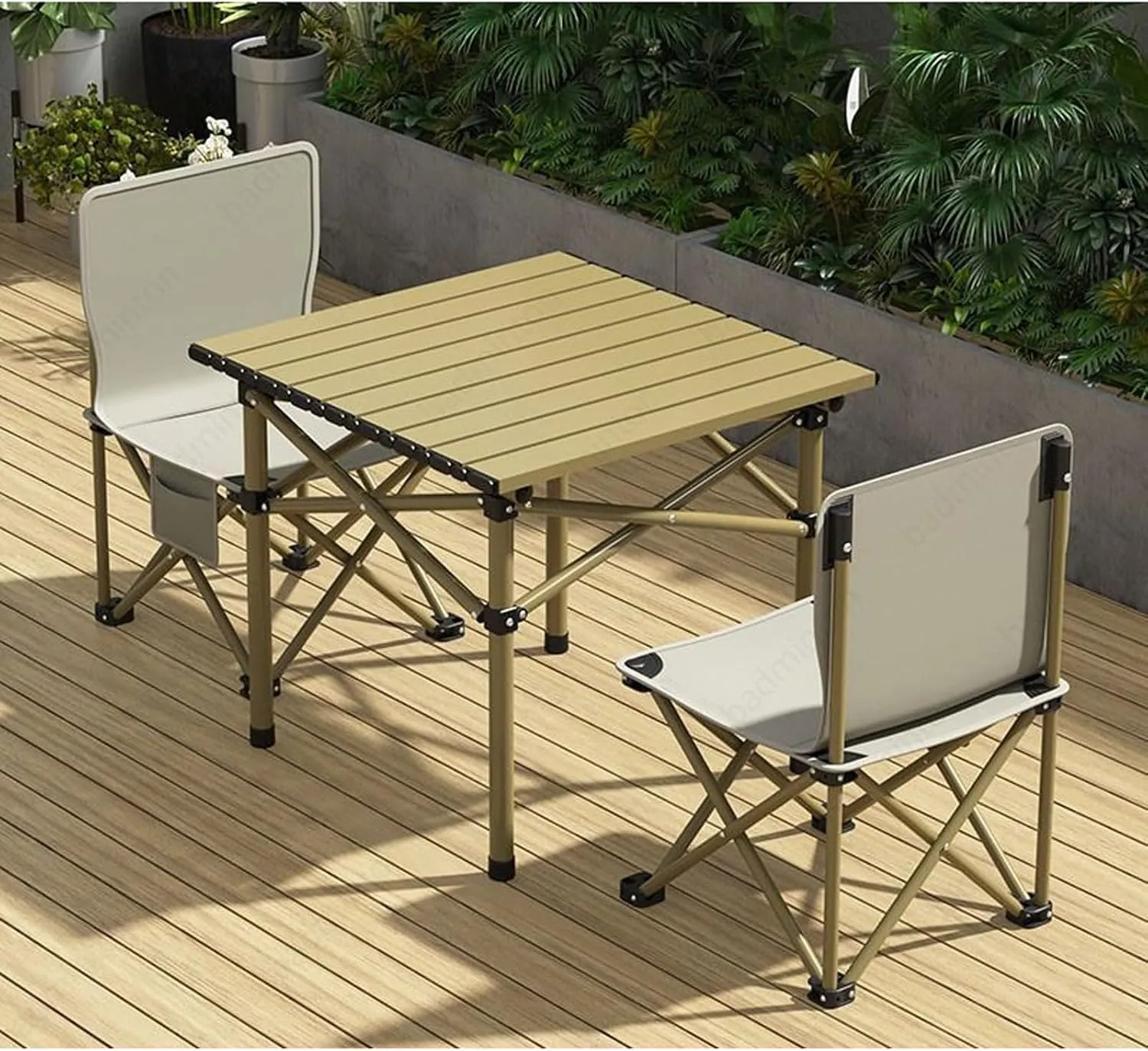 RUANLOV Lightweight Aluminum Folding Square Table, Roll Up Top 6 People Compact Table with Carry Bag Collapsible Portable Table Camping Folding Table (B 120cm)