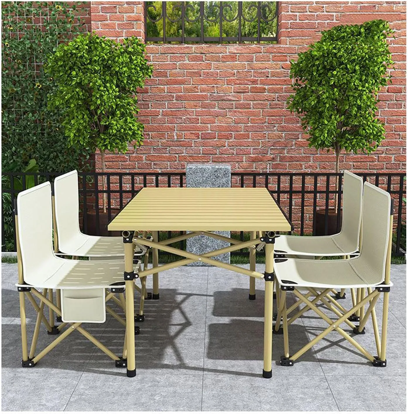 RUANLOV Lightweight Aluminum Folding Square Table, Roll Up Top 6 People Compact Table with Carry Bag Collapsible Portable Table Camping Folding Table (B 120cm)