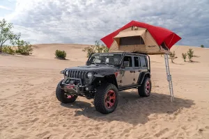 Rugged Ridge | Outland Roof Top Tent For Camping & Hiking, fits Jeeps, Trucks, & SUVs | 11704.05 | Fits equipped with a tent-compatible rack system For 3 Person