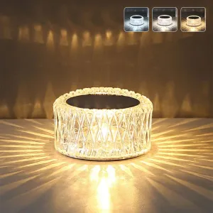 Rynx | Ejfoiej Portable Crystal Led Table Lamp, 3-Level Brightness Desk Lamp, 3 Color Touch Control Rechargeable Night Light