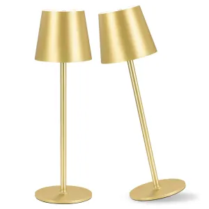 Rynx | Imqsqik 2-pack wireless table lamp, 5000mah portable rechargeable LED desk lamp (Gold)