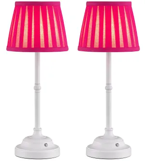 Rynx | Kdg Portables Wireless Table Lamp, Fabric Shade Desk Lamp, 4000mah Rechargeable Battery-Powered Lighting, Dimmable Light For Dining Room, Bedroom, Bed, Night Lamp, Camping, Balcony (Pink-Purple)