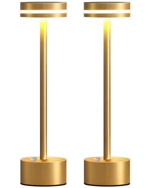 Rynx | Pusu Wireless Table Lamp Set of 2, Battery Powered LED Desk Lamp Portable Table Lights 3-Level Brightness Touch Control, Lightin