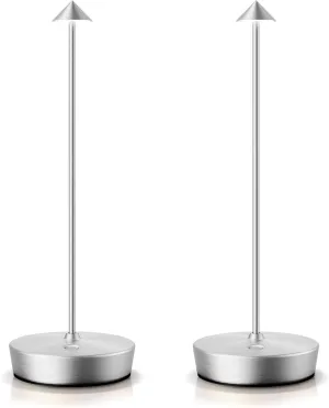 SAKRINGT 2 Pack Cordless Table Lamps Rechargeable, 6000mAh Battery Operated Waterproof Stepless Dimming Modern Portable LED Table Light for Restaurant Dining Patio Outdoor