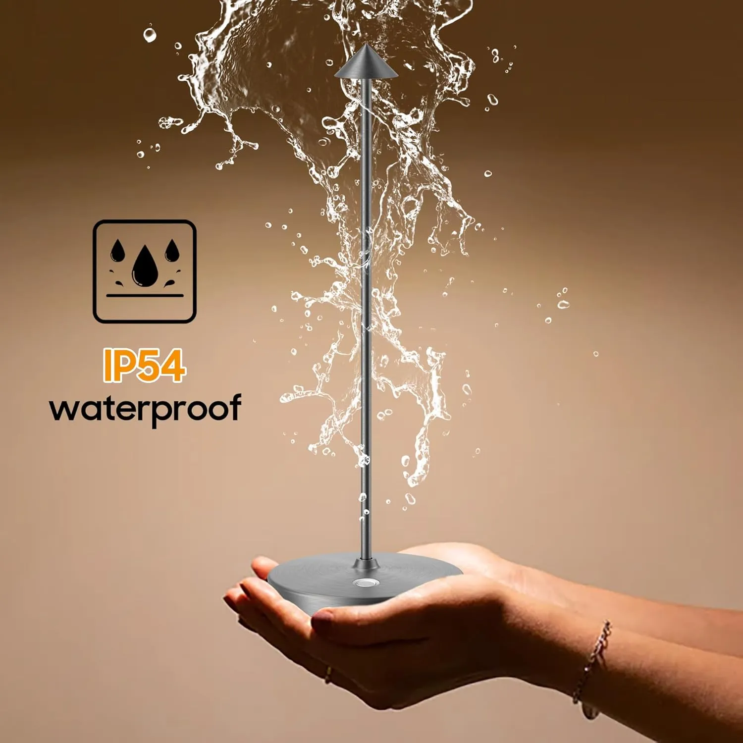 SAKRINGT 2 Pack Cordless Table Lamps Rechargeable, 6000mAh Battery Operated Waterproof Stepless Dimming Modern Portable LED Table Light for Restaurant Dining Patio Outdoor