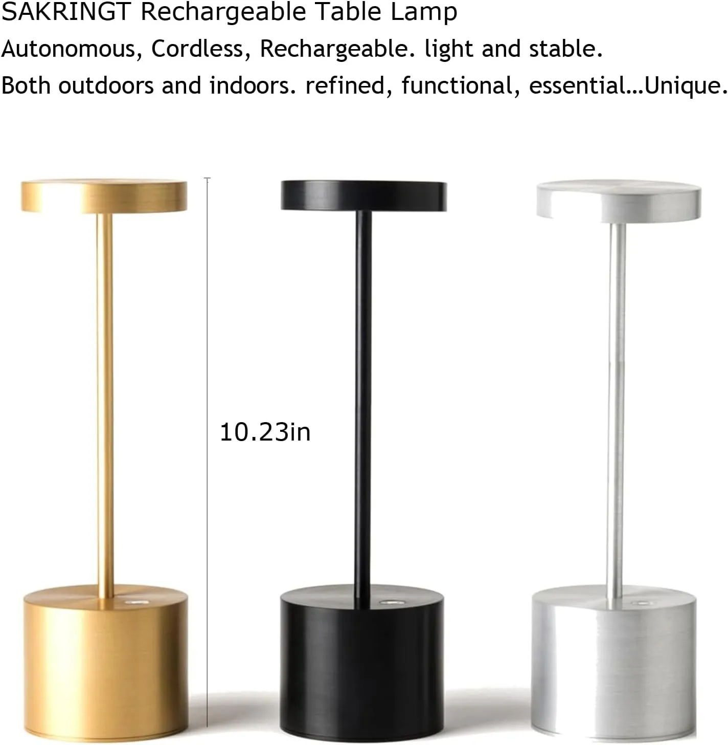SAKRINGT 2 Pack Outdoor Table Lamp,LED Table Light,Cordless Table Lamp Rechargeable,5000mAh Battery Powered Dimming Desk Lamp for Restaurant/Patio/Outdoor(Silver)