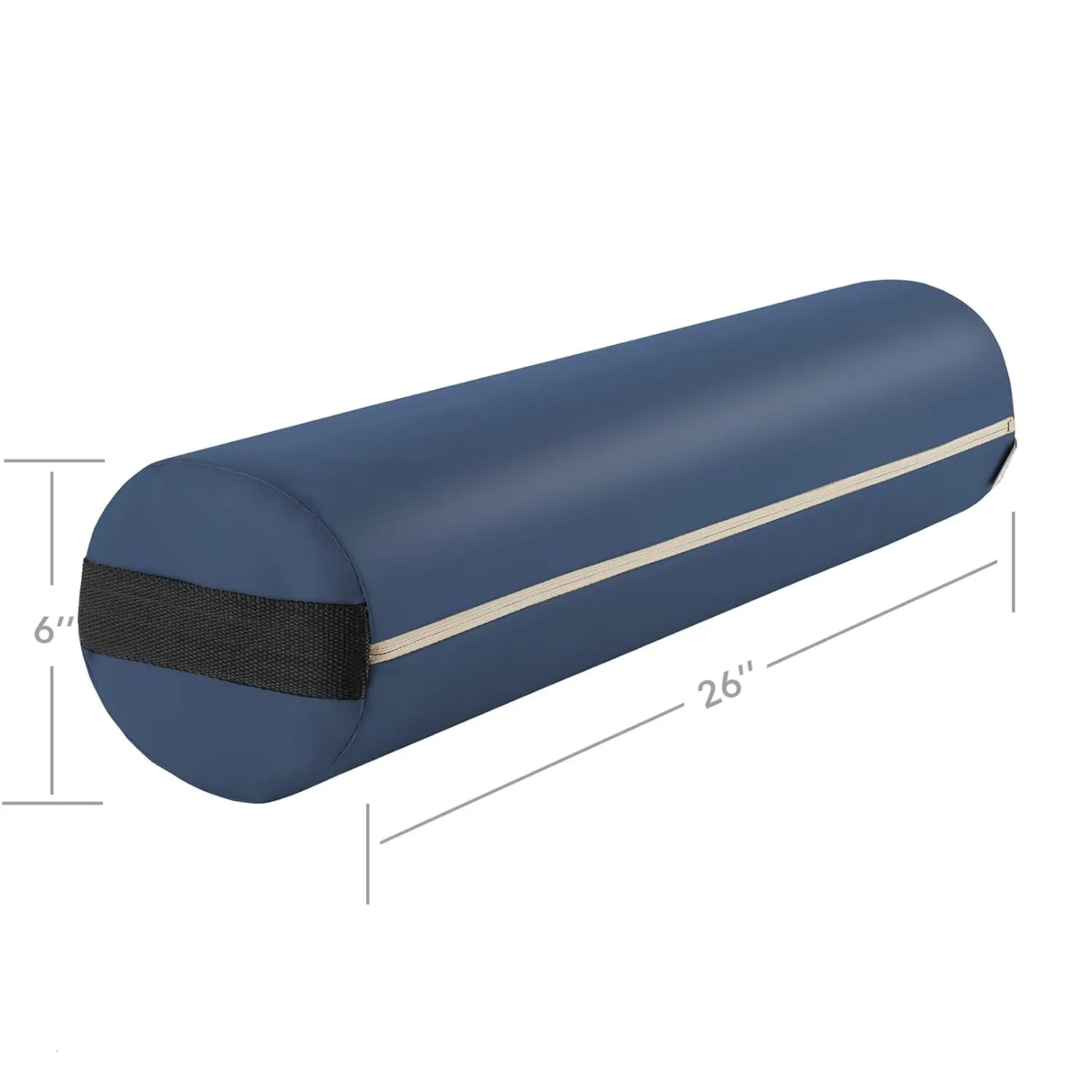 Saloniture Full Round Massage Table Bolster Pillow Pad - 26 x 6 Inch - Blue