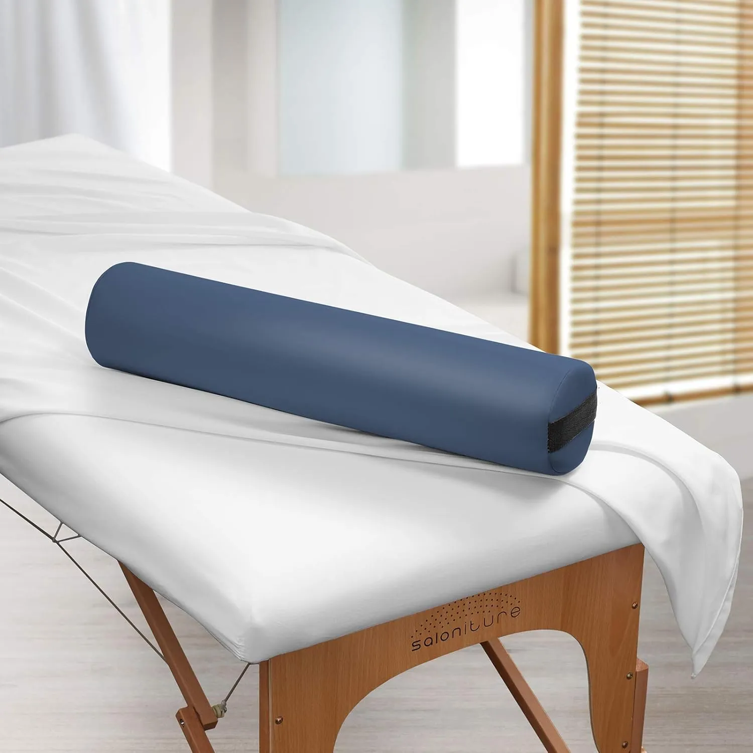 Saloniture Full Round Massage Table Bolster Pillow Pad - 26 x 6 Inch - Blue