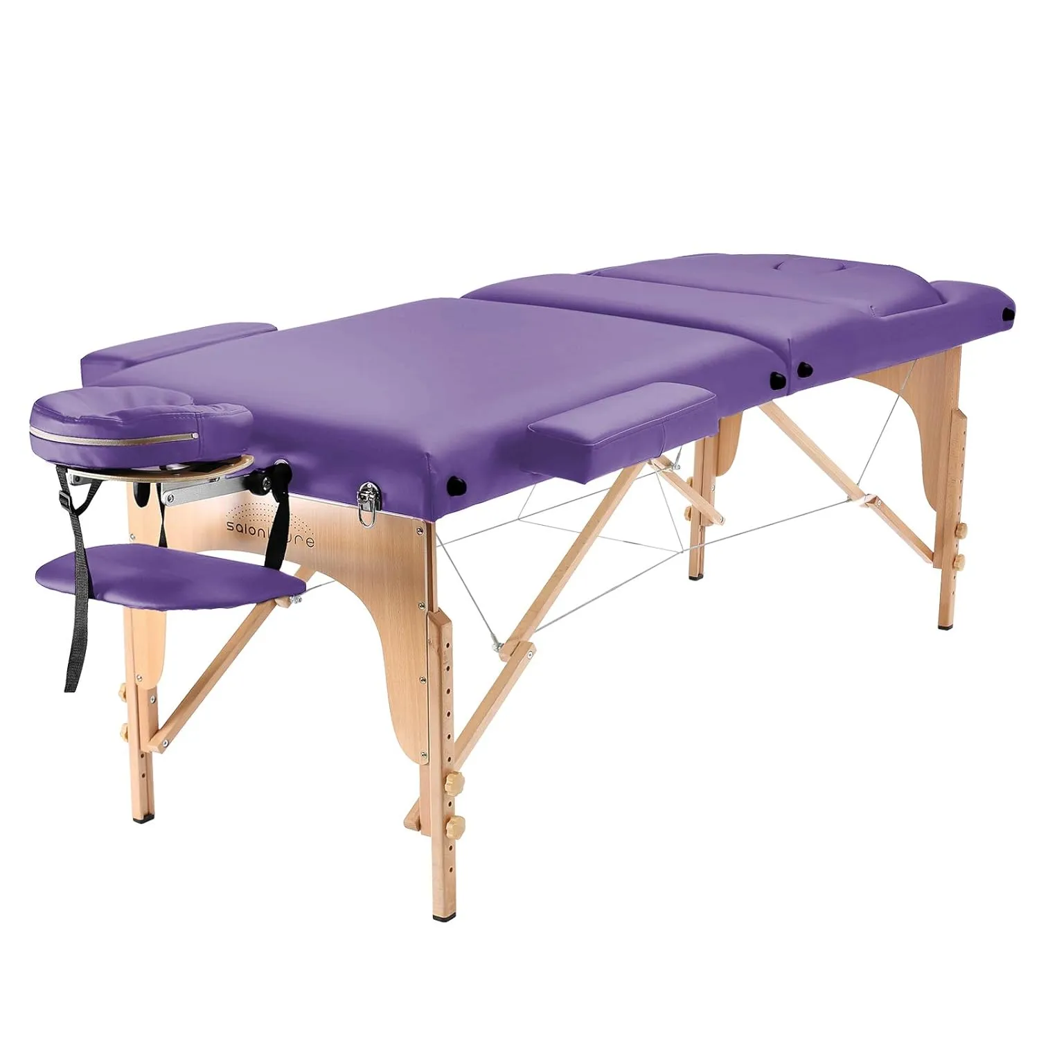Saloniture Professional Portable Massage Table with Backrest - Lavender