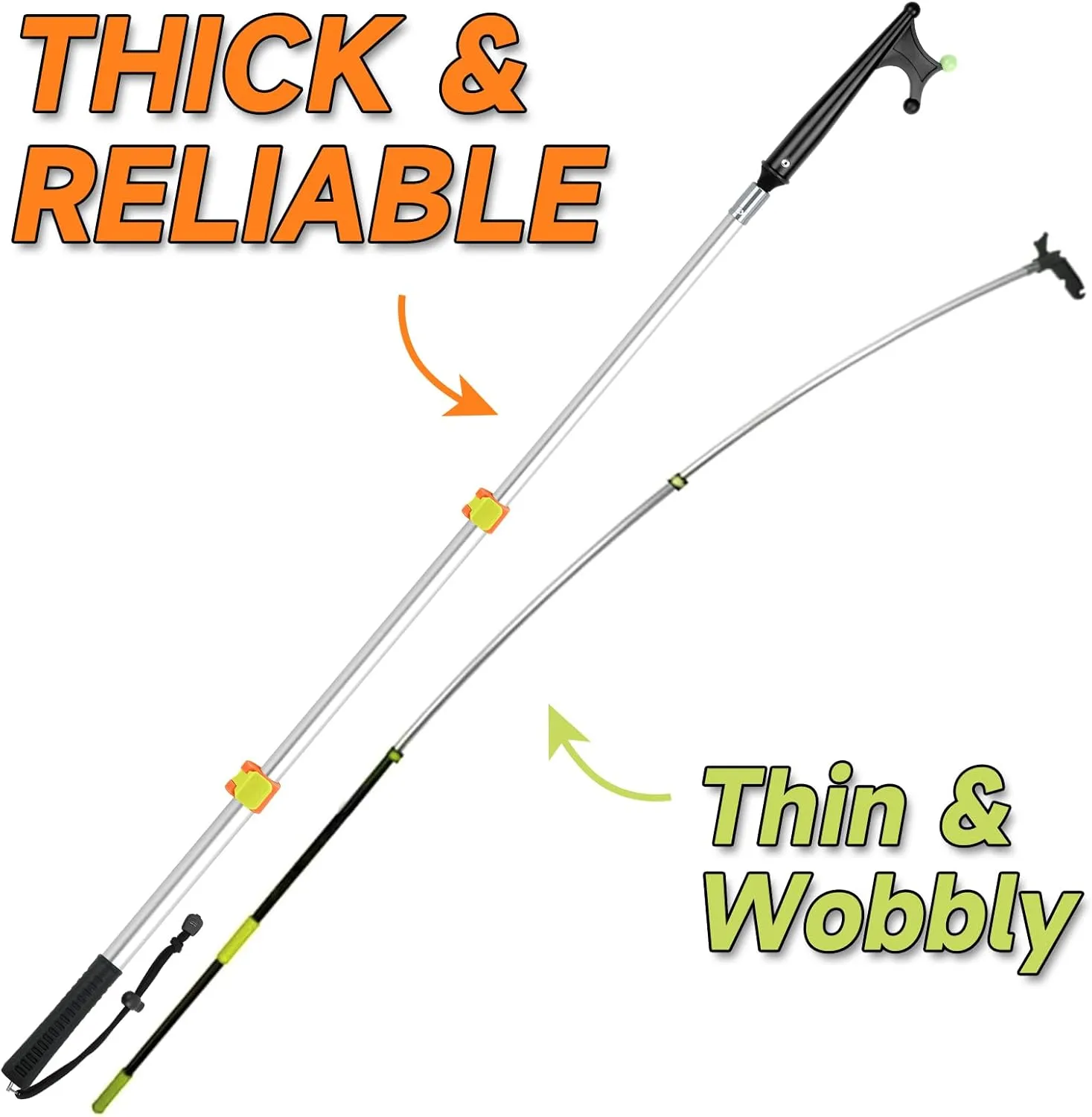 SAN LIKE Boat Hook with Telescoping Extension Pole,Durable Floating Lightweight and Sturdy Aluminum Boat Pole with Luminous Bead,Boating Accessories Non-Slip Push Pole for Docking