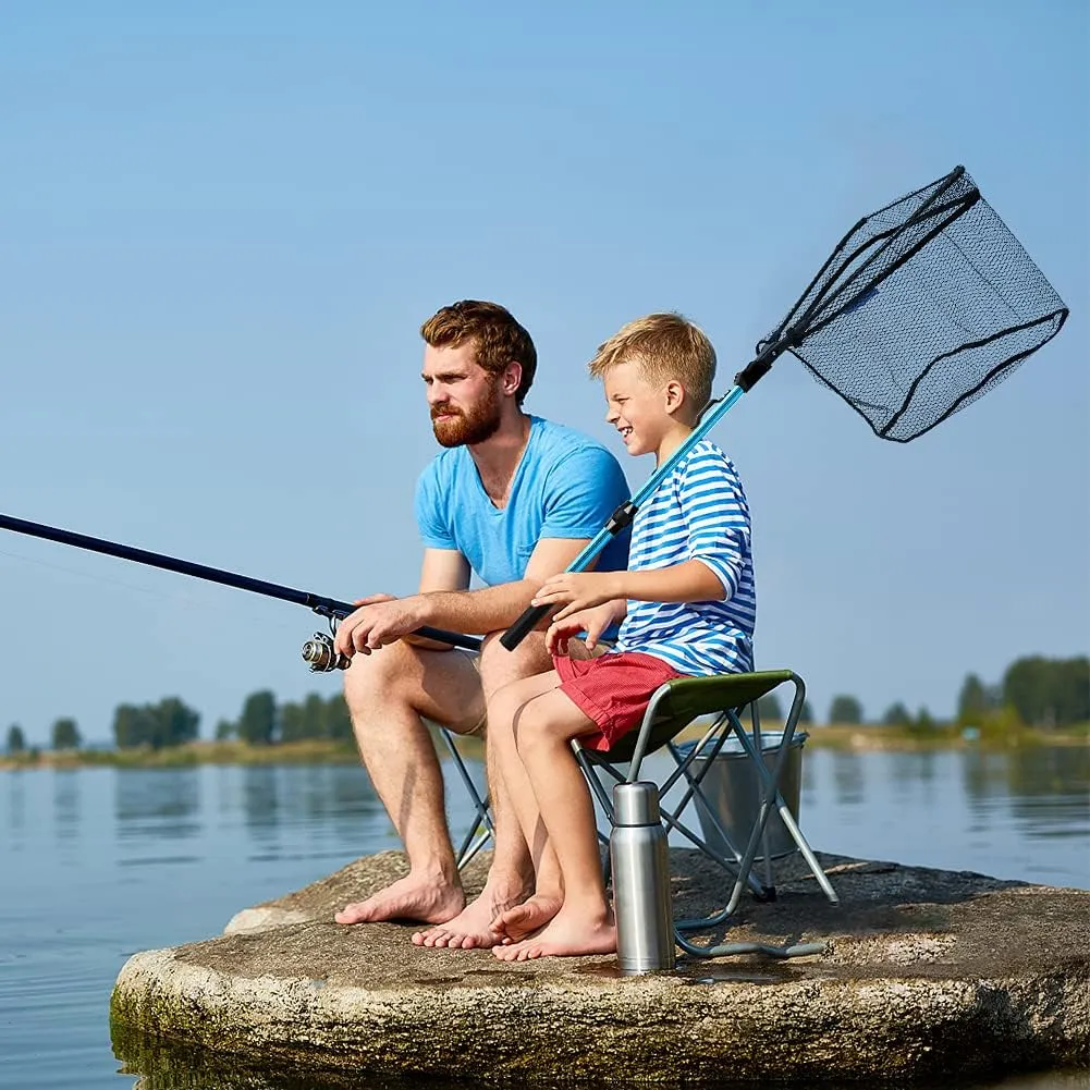 SAN LIKE Fishing Net Fish Landing Net Collapsible Fish Net with Anti-Slip Telescoping Rubber Pole Handle for Kids Adults in Saltwater Freshwater Multi-Size Extending to 37/42/43/51/69/71/89/98inch