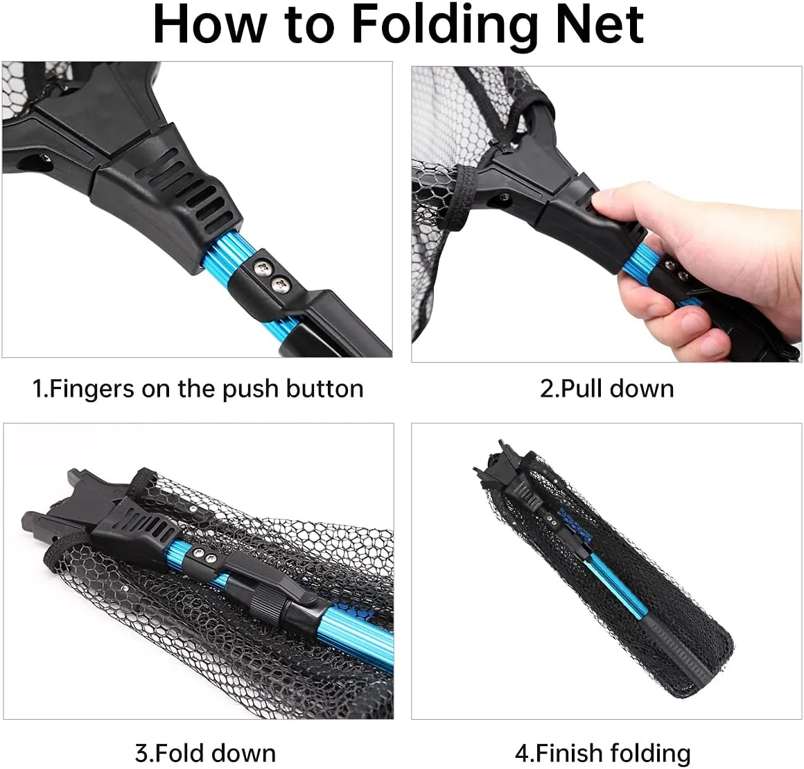 SAN LIKE Fishing Net Fish Landing Net Collapsible Fish Net with Anti-Slip Telescoping Rubber Pole Handle for Kids Adults in Saltwater Freshwater Multi-Size Extending to 37/42/43/51/69/71/89/98inch