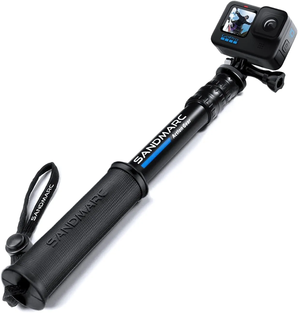 SANDMARC Pole - Compact Edition: 10-25" Waterproof Pole (Selfie Stick) Compatible with GoPro Hero 13, 12, 11, 10, 9, 8, Max, 7, 6, 5, 4, Session, 3 , 3, 2, HD & Osmo Action