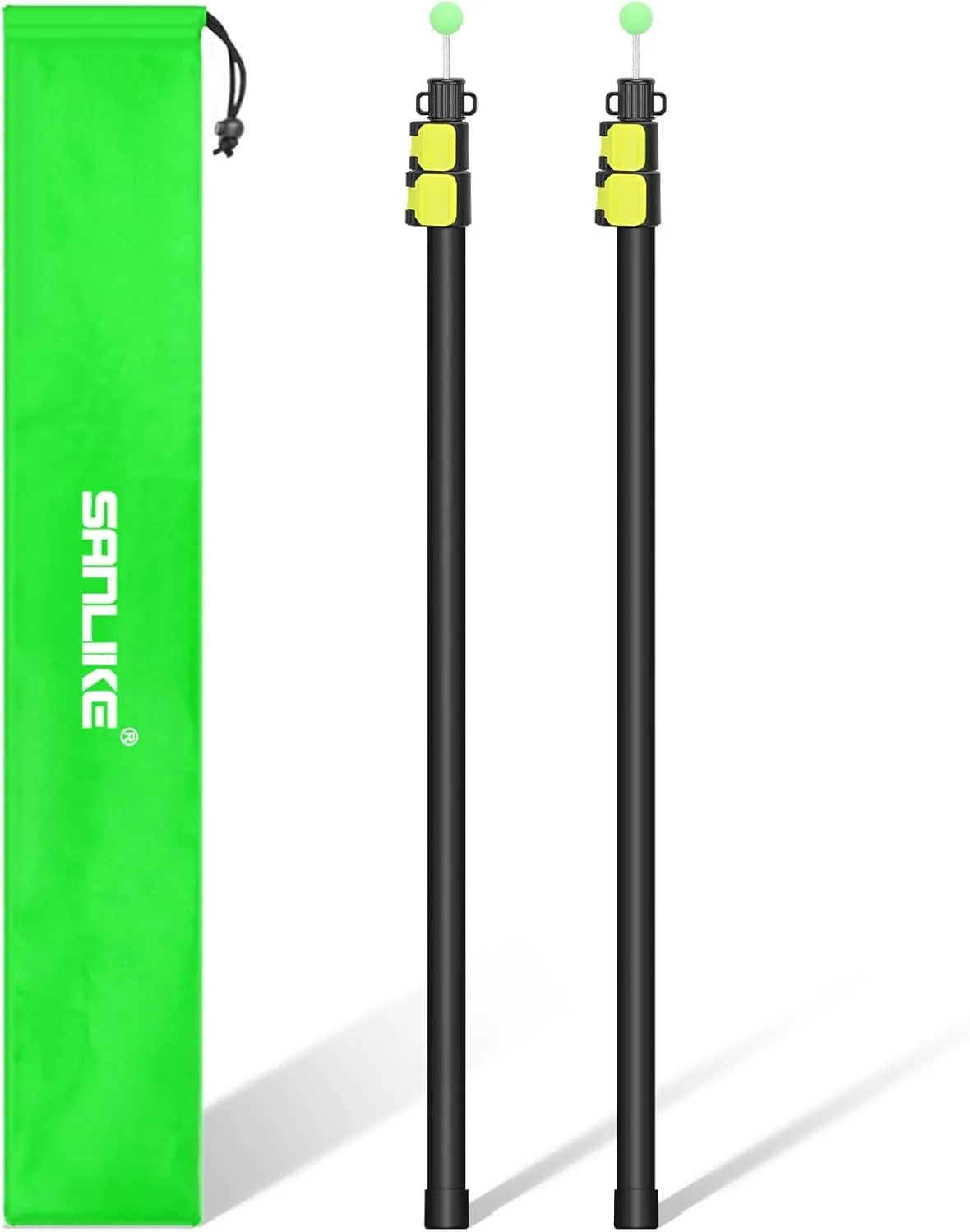 SANLIKE Tarp Poles Heavy Duty Telescoping 97" Adjustable Aviation Aluminum Canopy Rods Lengthen Thicken with Protection Cap Portable Poles for Tent Fly Awning Camping Hiking Set of 2