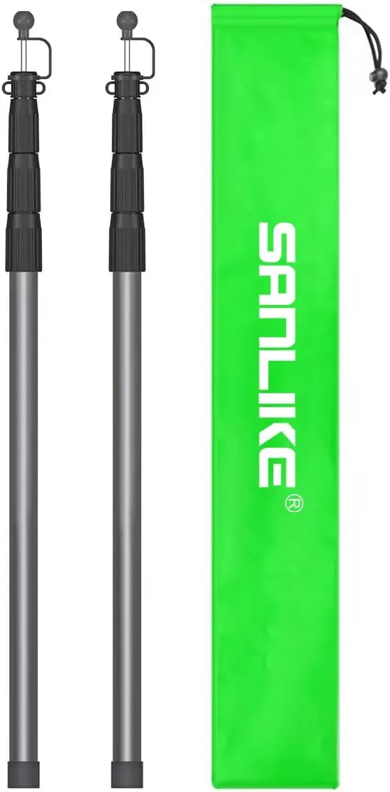 SANLIKE Tent Poles for Tarp, 98 in Tarp Poles Set of 2, Tent Poles Replacement, Telescoping Pole, Canopy Poles, Camping Poles for Rooftop Tents, Trekking Pole Tent for Rain Fly, Camper, Awning – Gray