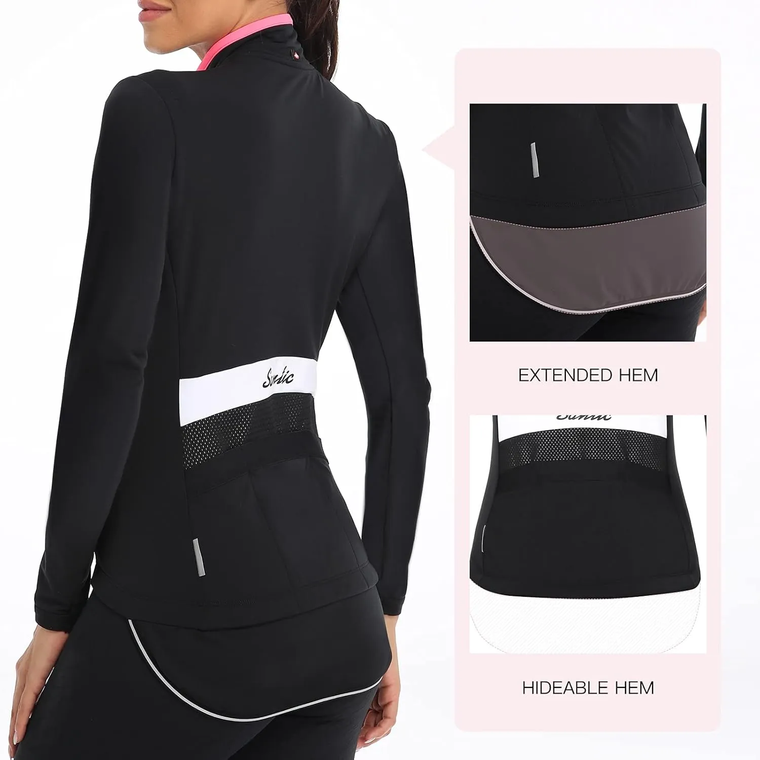 Santic Women's Cycling Jacket Thermal Windproof Windbreaker Reflective Lightweight with Pockets for Biking Running