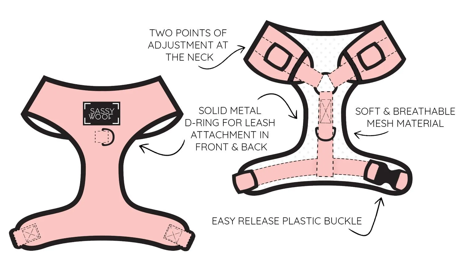 Sassy Woof Adjustable Harness - Pinot