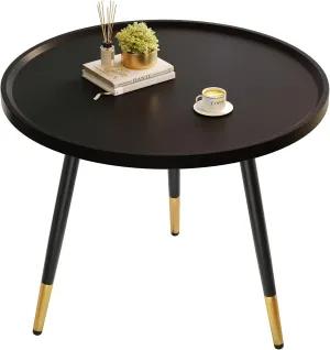 SAYGOER Black Coffee Table Round Small Coffee Tables Unique Modern Center Table for Living Room Home Office Balcony Simple Circle Accent Sofa Table Easy Assembly, Black