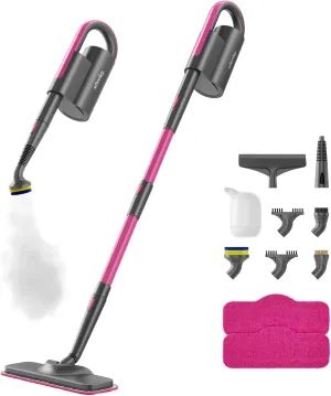 Schenley 7-in-1 Steam Mop Dual-Rod Design with Detachable Handheld Steamer for Walls, Grouts, Hard Floors, Tiles, includes Multi-purpose Accessories and Washable Microfiber Pads