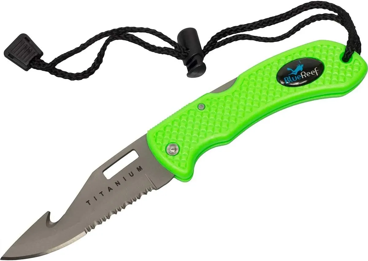 Scuba Titanium Folding Knife - Green