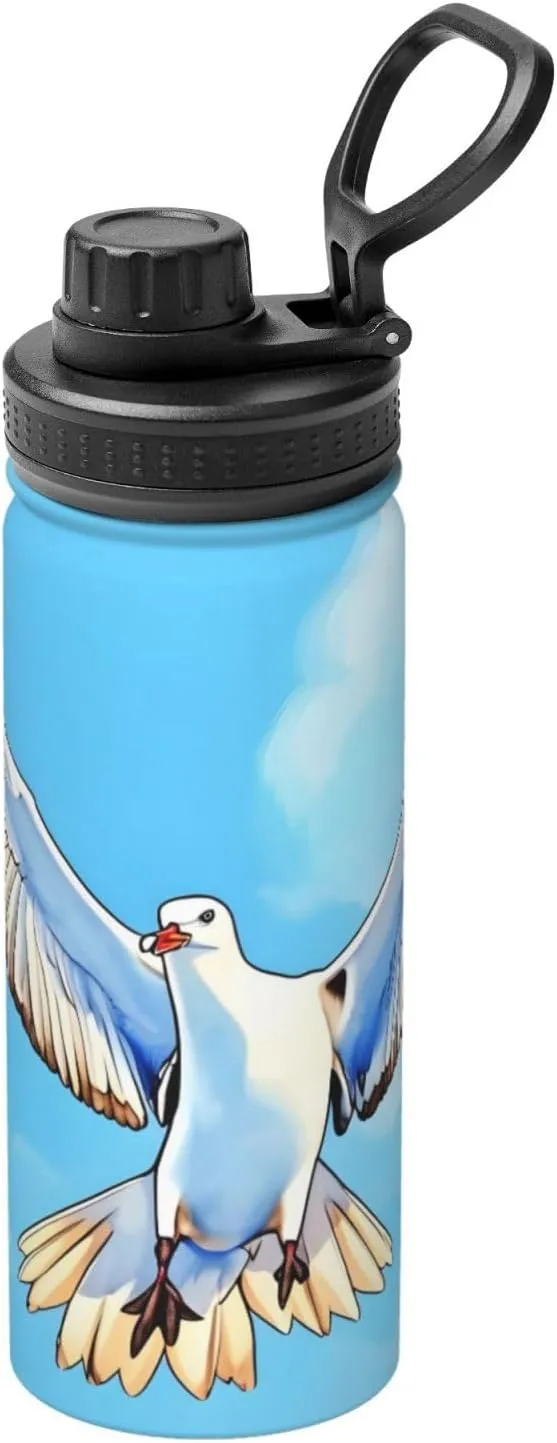 Seagulls in flight 18oz sports insulated water bottle, double-walled vacuum stainless steel, suitable for outdoor, sports