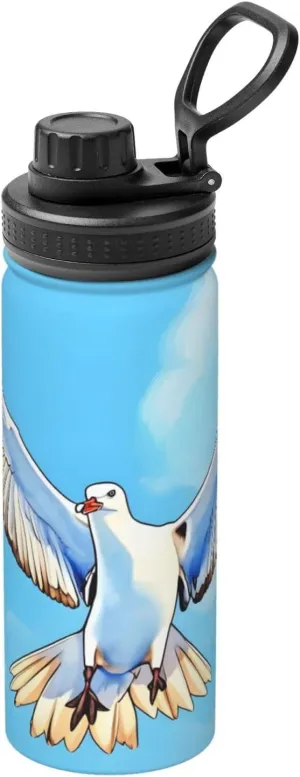 Seagulls in flight 18oz sports insulated water bottle, double-walled vacuum stainless steel, suitable for outdoor, sports