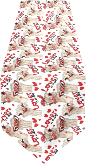 Seamless Ostriches with Red Glasses Hairpins Lover is a Day 14" X 108" Rectangle Table Runner Long Tablecloth Placemat for Party Home Decor Indoor Outdoor Office Kitchen Dining Wedding