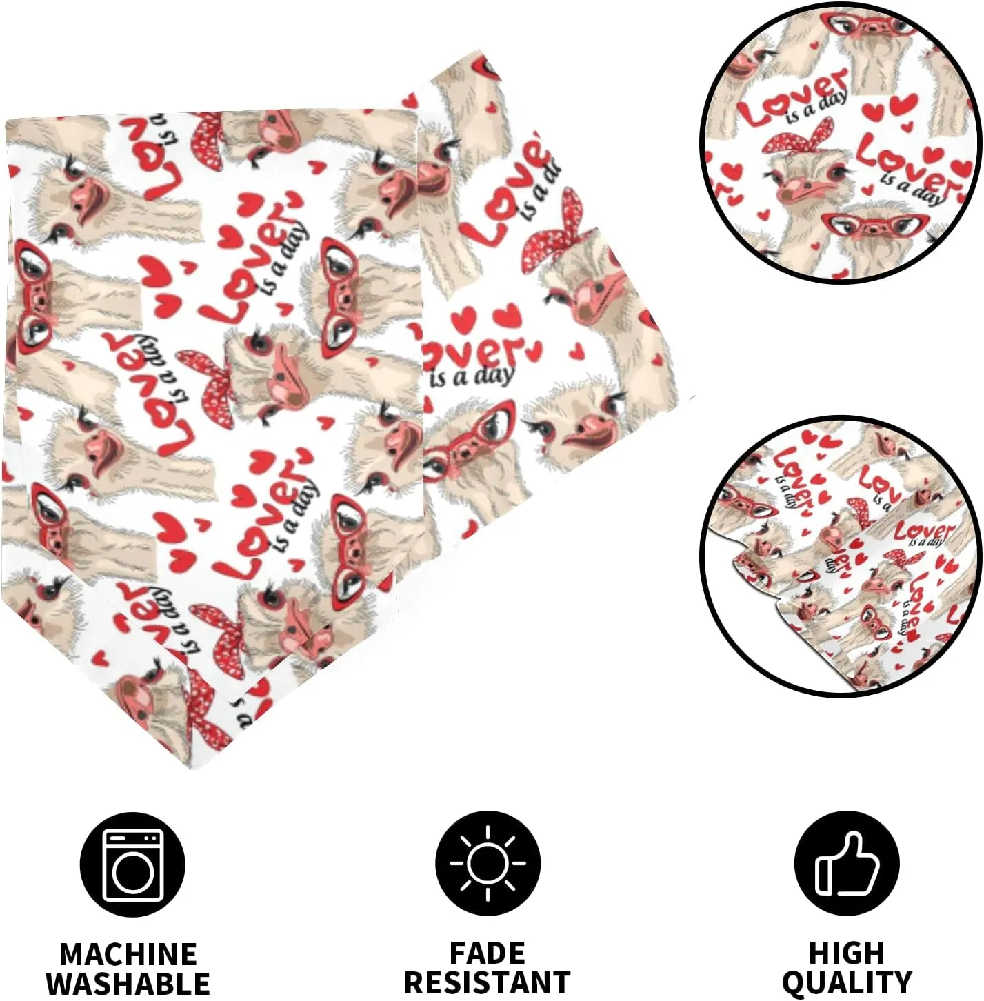 Seamless Ostriches with Red Glasses Hairpins Lover is a Day 14" X 108" Rectangle Table Runner Long Tablecloth Placemat for Party Home Decor Indoor Outdoor Office Kitchen Dining Wedding